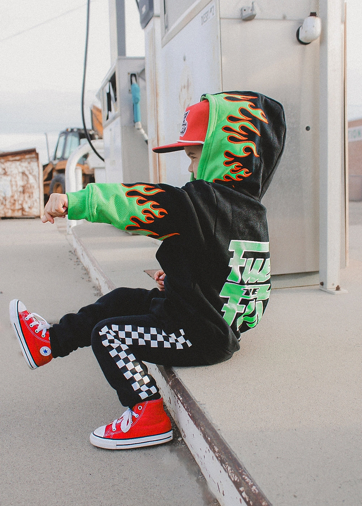 Fuel The Fun Green Flame Hoodie