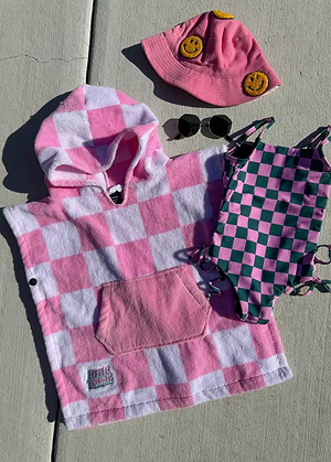 Pink Checkered Poncho Towel