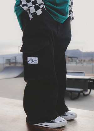 Solid Black Cargo Jeans