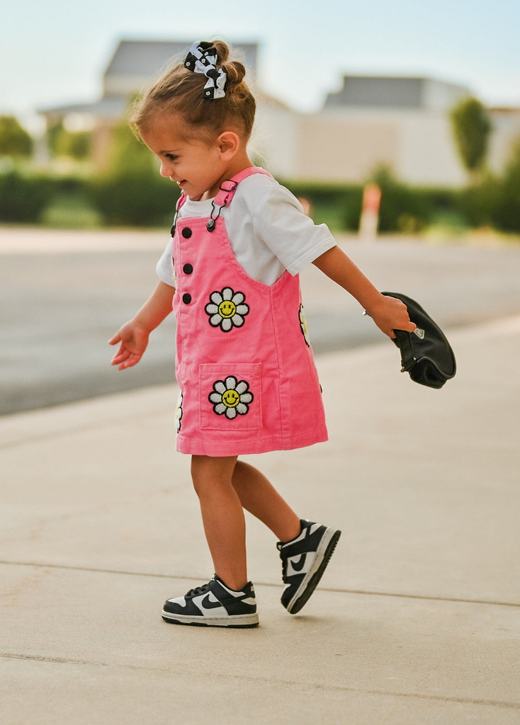 Little Bloomer Pink Corduroy Dress