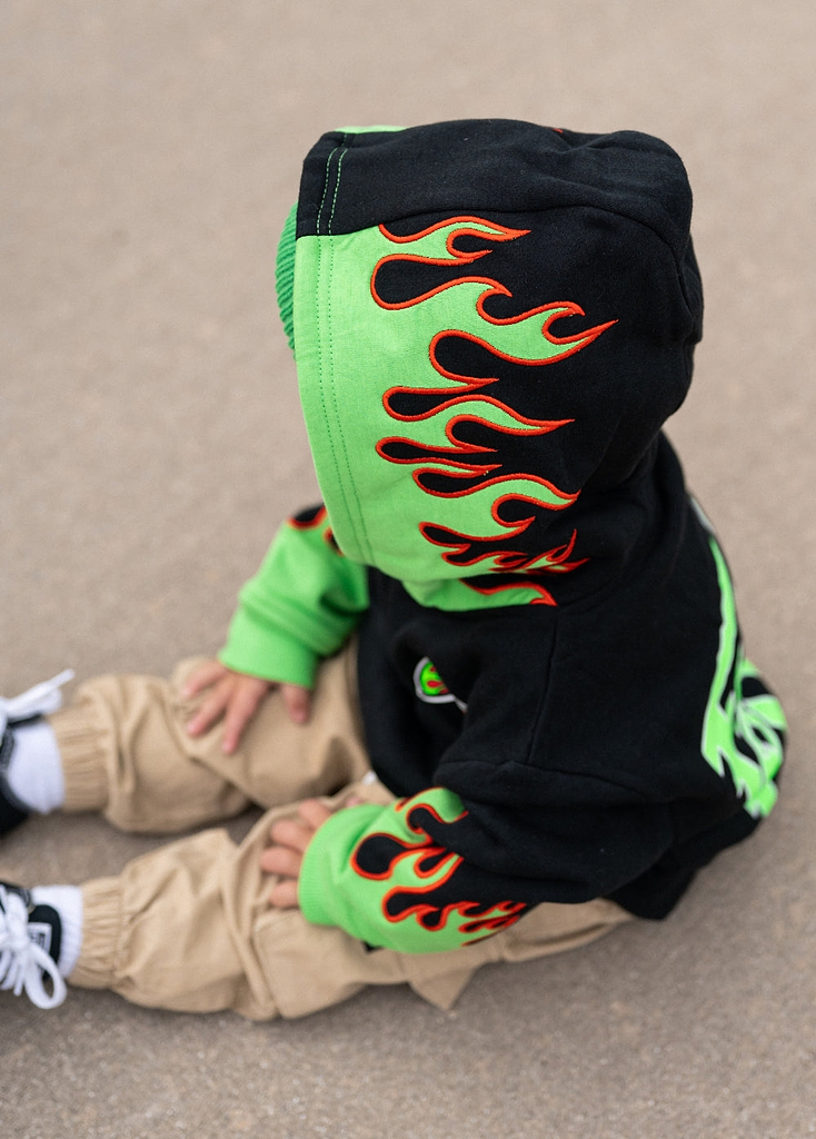 Fuel The Fun Green Flame Hoodie