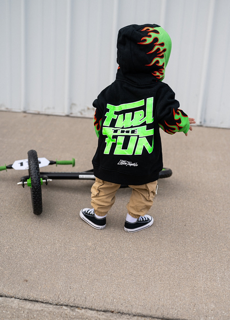 Fuel The Fun Green Flame Hoodie
