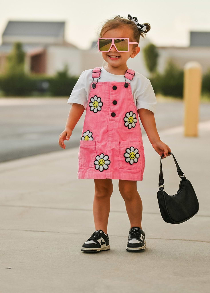 Little Bloomer Pink Corduroy Dress