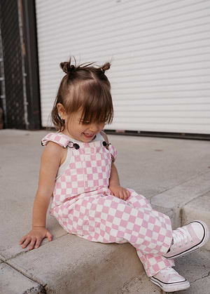 Pink Checkered Overalls