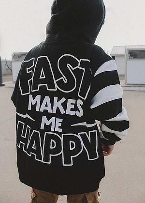 Adult Fast Makes Me Happy Hoodie Black