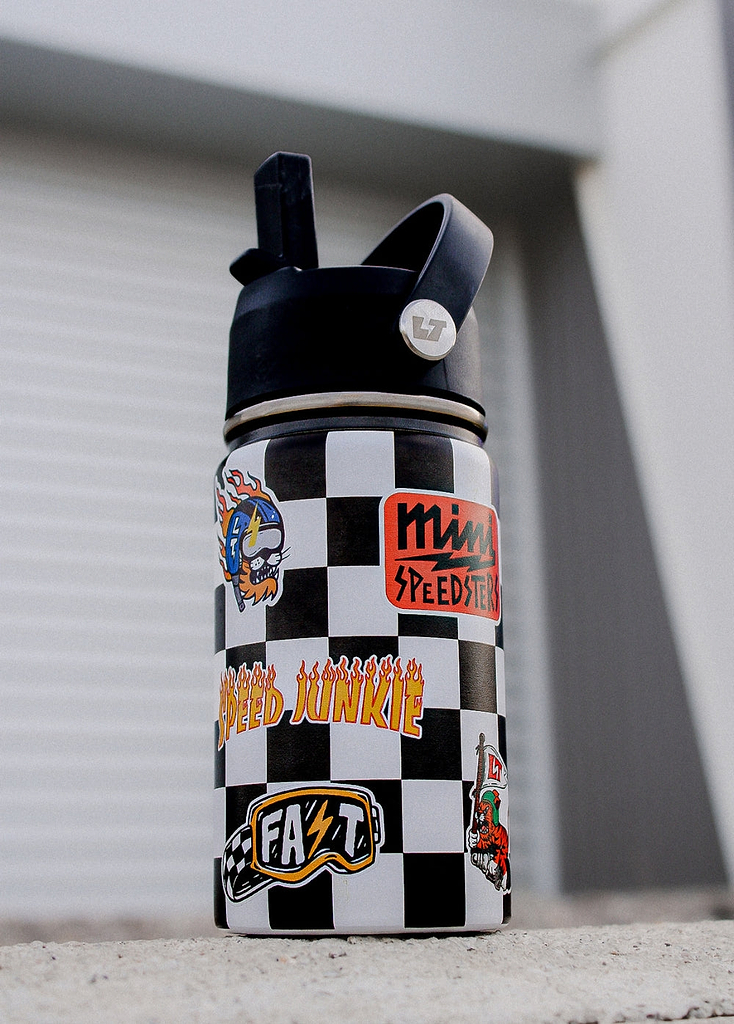 Checkered Sticker Slap Water Bottle