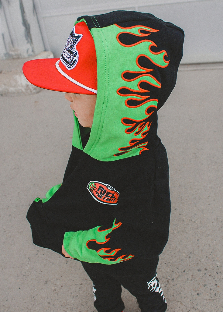 Fuel The Fun Green Flame Hoodie