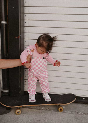 Pink Checkered Overalls