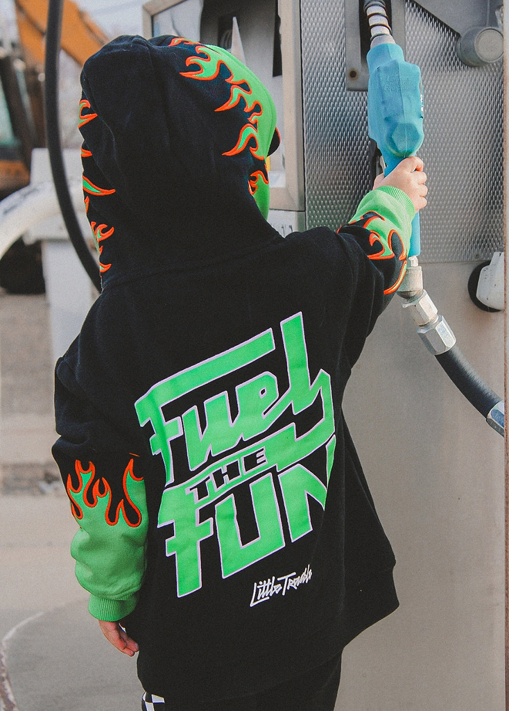Fuel The Fun Green Flame Hoodie