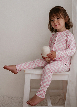 Pink Checkered Bamboo Jammies