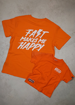 Fast Makes Me Happy Adult T-Shirt Orange