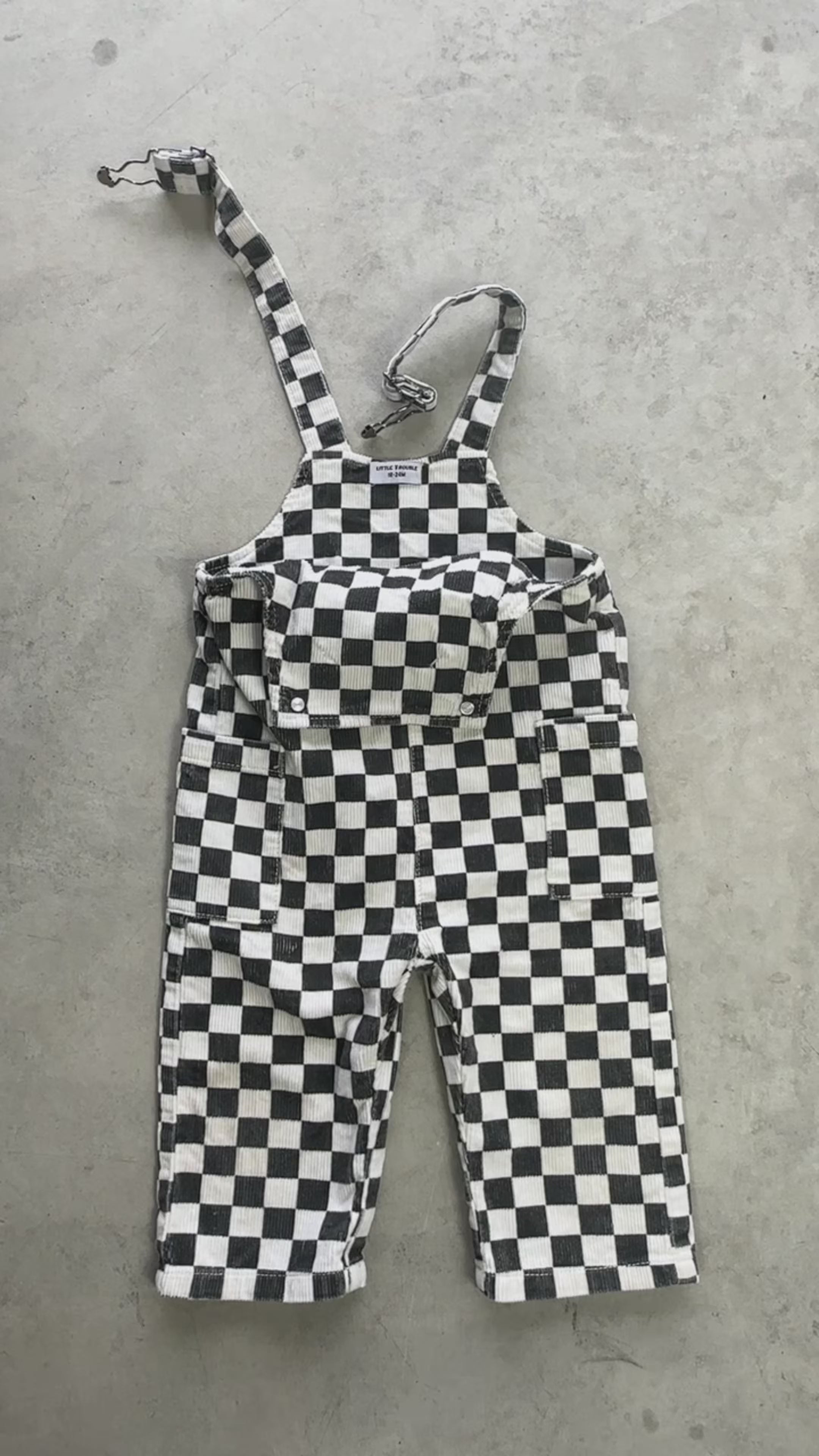 Checker Overalls - Brown | Little Trouble