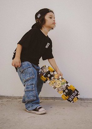 Smiley Face Baggy Jeans Blue