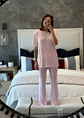 Women's Pink Checker Bamboo Set