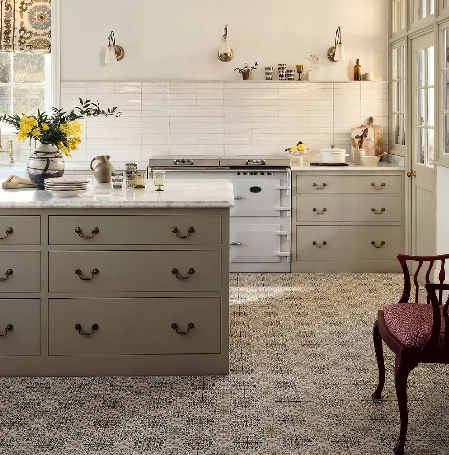 Nina Campbell La Moulade Chocolate flooring option stocked by Hyperion Tiles