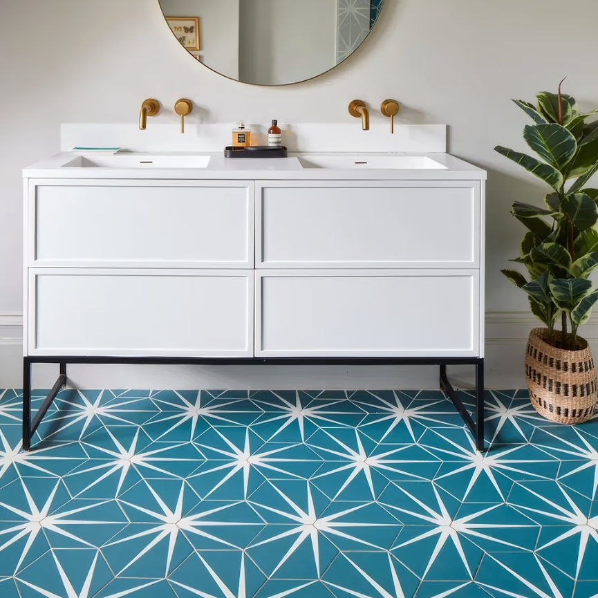 Portare Lily pad Porcelain Peacock tiles stocked by Hyperion Tiles
