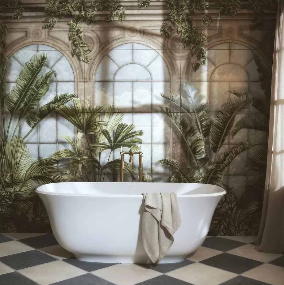 Bathroom wall tiles Palm House Mural stocked by Hyperion Tiles