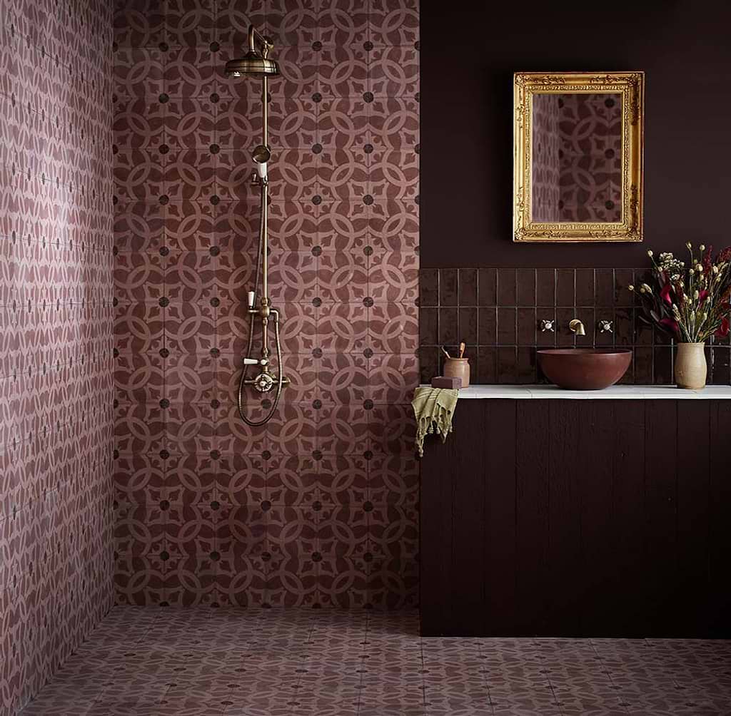 wet room ideas with new Carmona Marron tiles by Bert & May