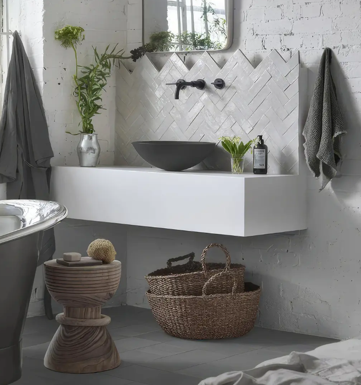 Limestone Square bathroom floor tiles stocked by Hyperion Tiles