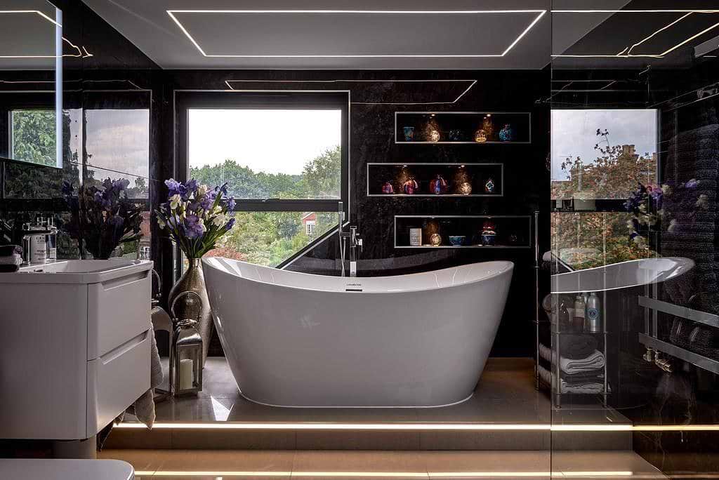 luxury bathroom design in loft