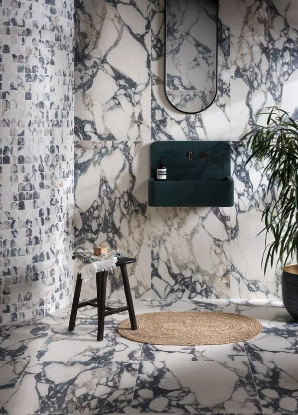 Savoy Novo Porcelain bathroom floor tiles are stocked by Hyperion Tiles