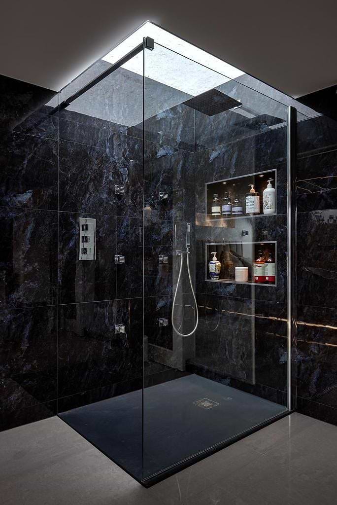 Shower enclosure in bathroom design makeover