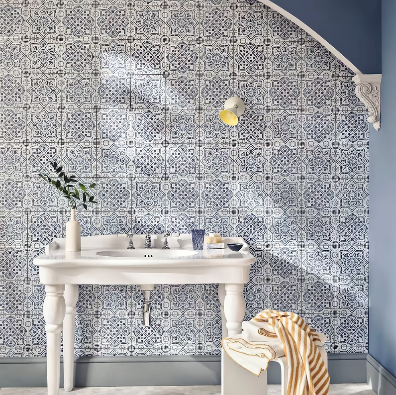 Nina Campbell Ronda Blue tiles stocked by Hyperion Tiles