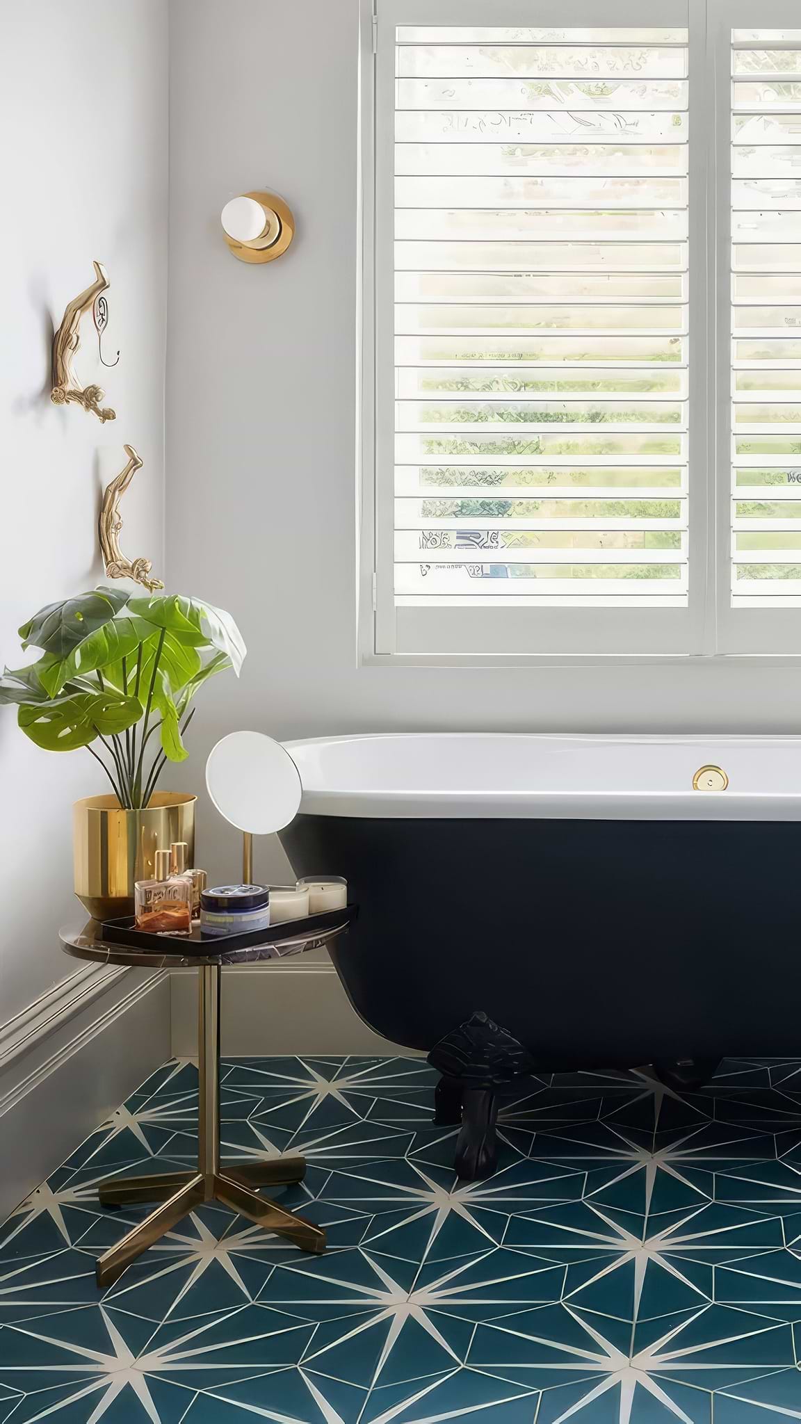 Lily pad porcelain peacock bathroom floor tiles stocked by Hyperion Tiles