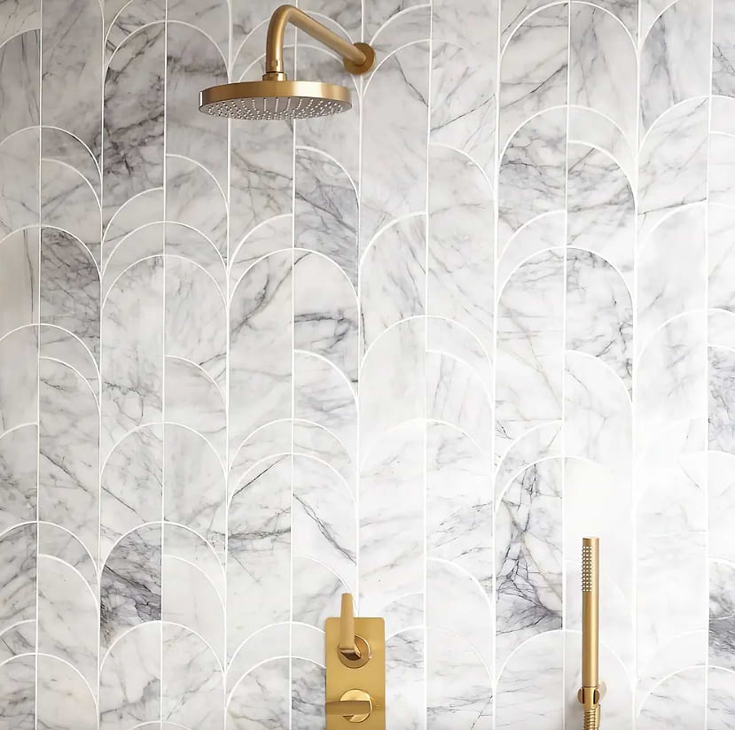 Fired earth Ottimo Curve Mosaic tiles stocked by Hyperion Tiles