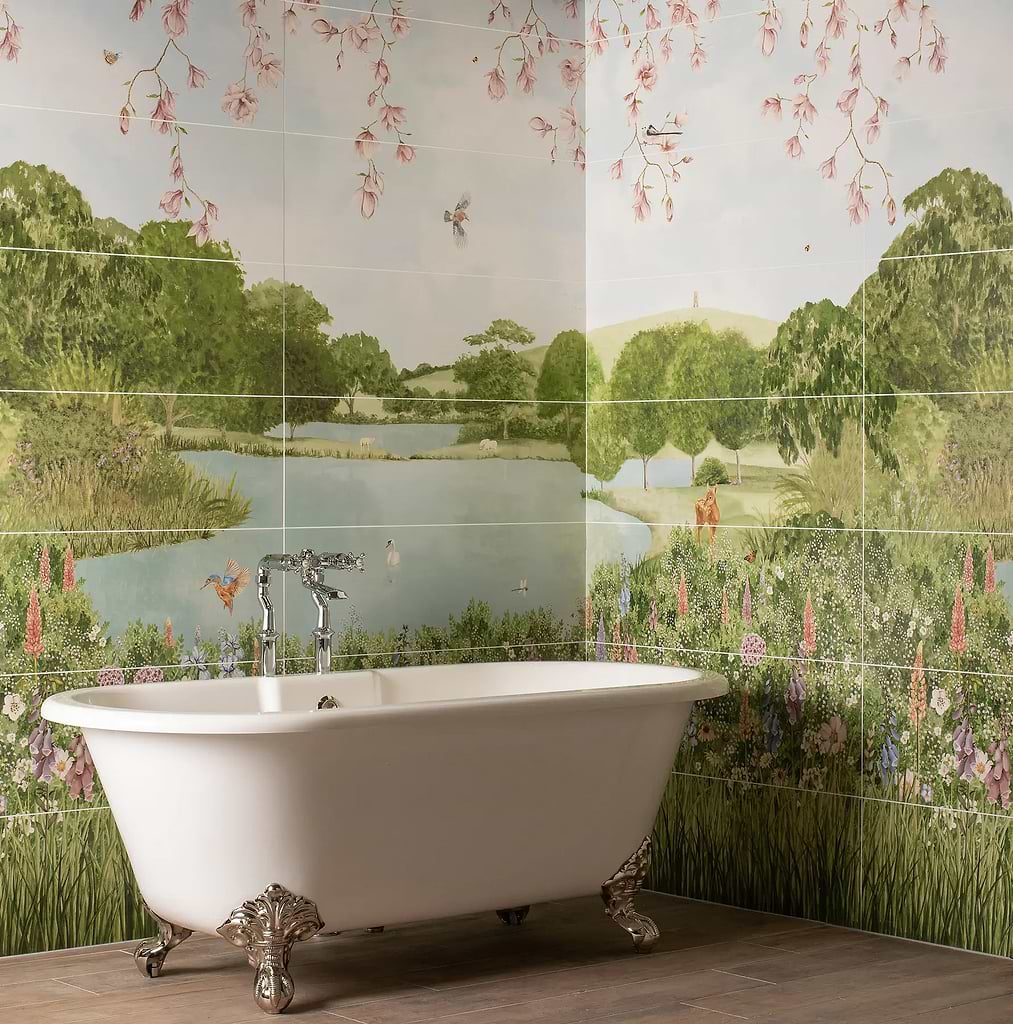 Original Style English Garden wall mural stocked by Hyperion Tiles