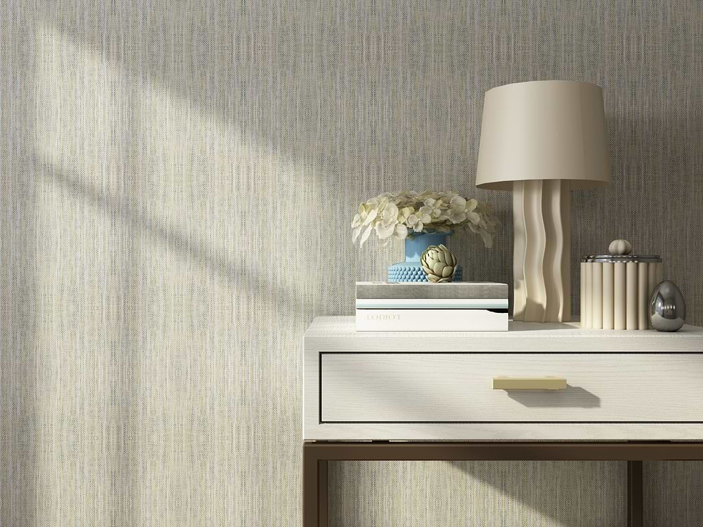 Soft Blue colour on wallpaper from the Woven Wicker collection stocked by Hyperion Tiles