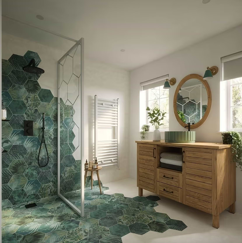 Wall and floor tiles Jungle Hexagon Porcelain stocked by Hyperion Tiles