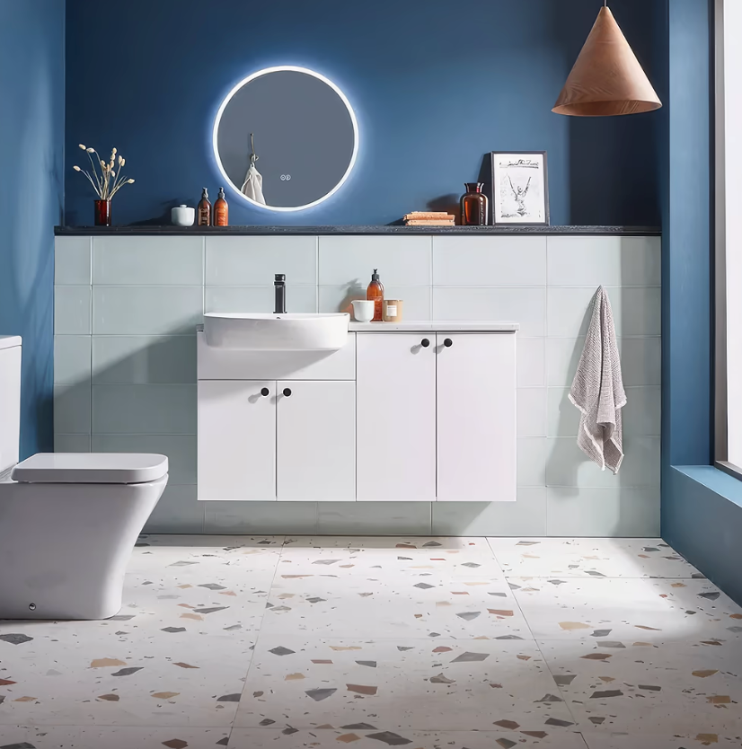 Portare Piazza Porcelain Geo Pearl bathroom floor tiles stocked by Hyperion Tiles