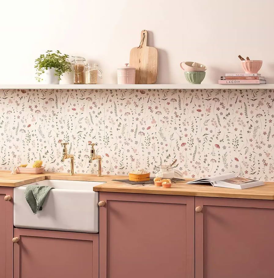 Wildflower Rose Ceramic tiles kitchen wall stocked by Hyperion Tiles