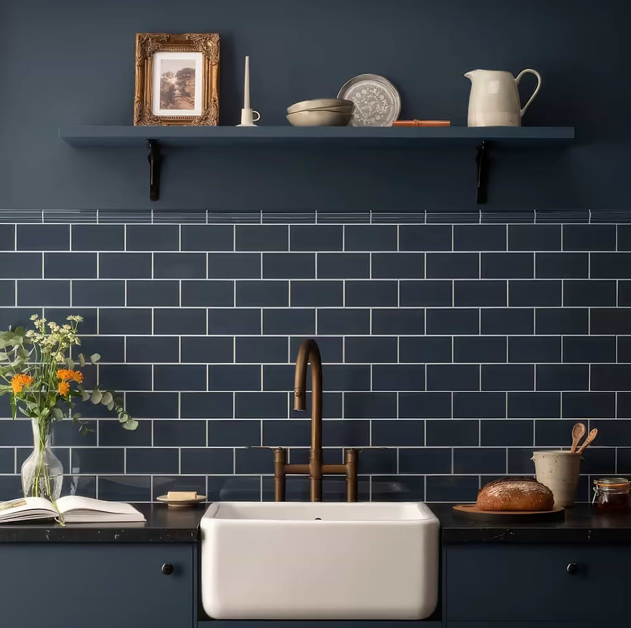 Ascot Blue Half Tiles stocked by Hyperion Tiles