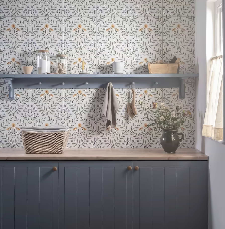 Arts & Crafts Flora Blue tiles stocked by Hyperion Tiles