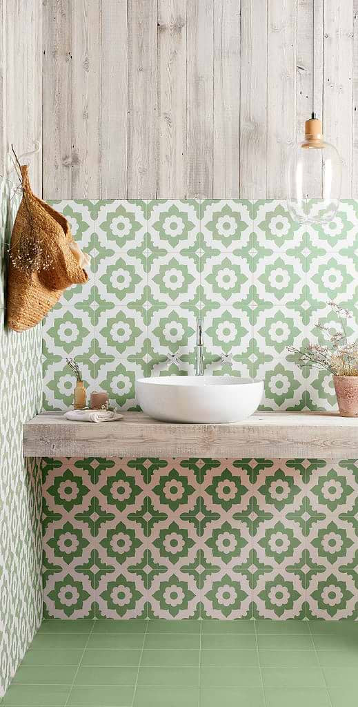 Bert & May Santona Green Porcelain tiles small bathroom ideas