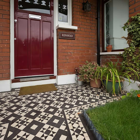 Braemar Black and White Tiles new path from an old path - tiles stocked by Hyperion Tiles