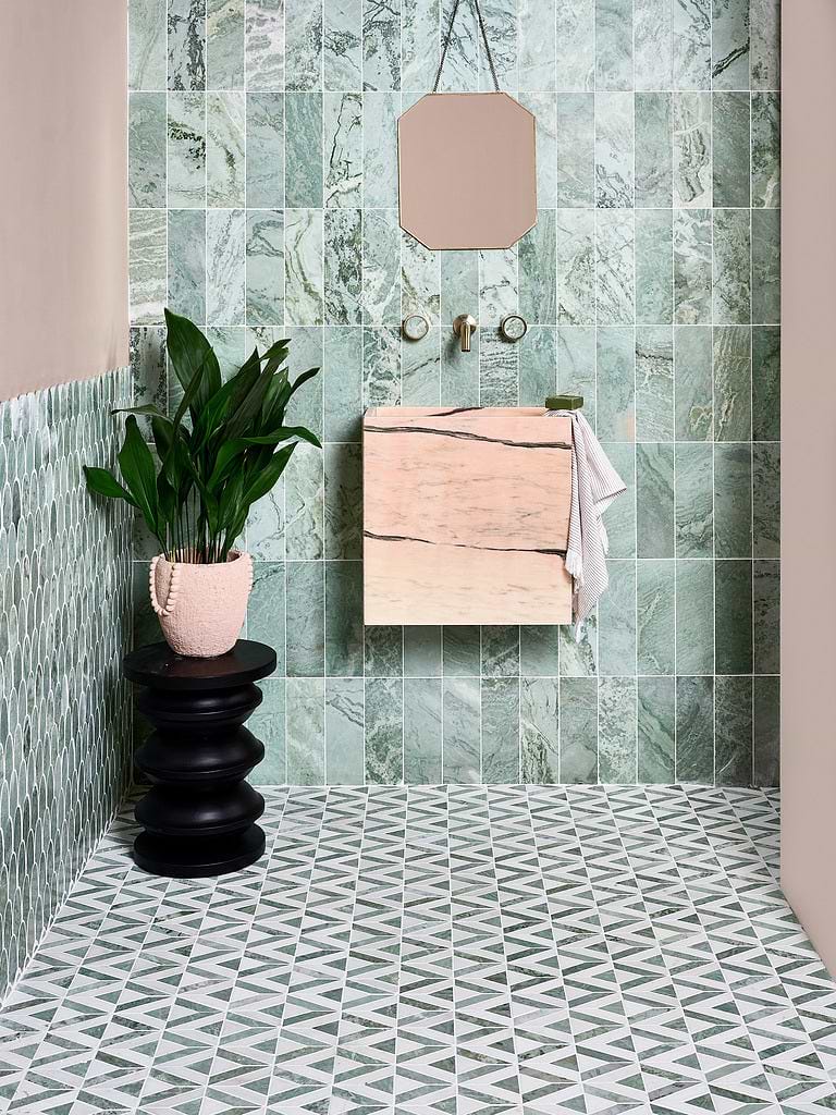 Ca Pietra East Java Marble Hummingbird Brick tiles Plume wall tiles and Hummingbird Temple Mosaic tiles for small bathroom ideas
