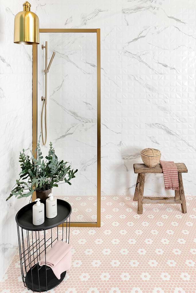 Ca' Pietra Mono Hex Porcelain Dusky Pink Tiles stocked by Hyperion Tiles