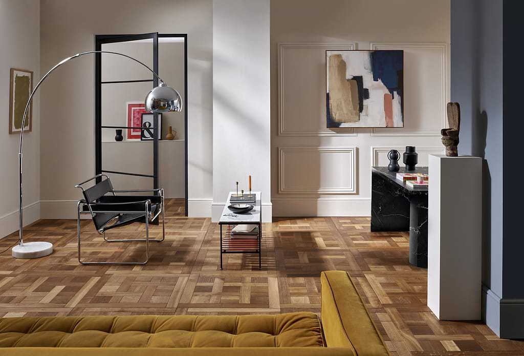 Engineered wooden: This flooring type is Clarence Aged Design Panels by Woodpecker and it's available from Hyperion Tiles