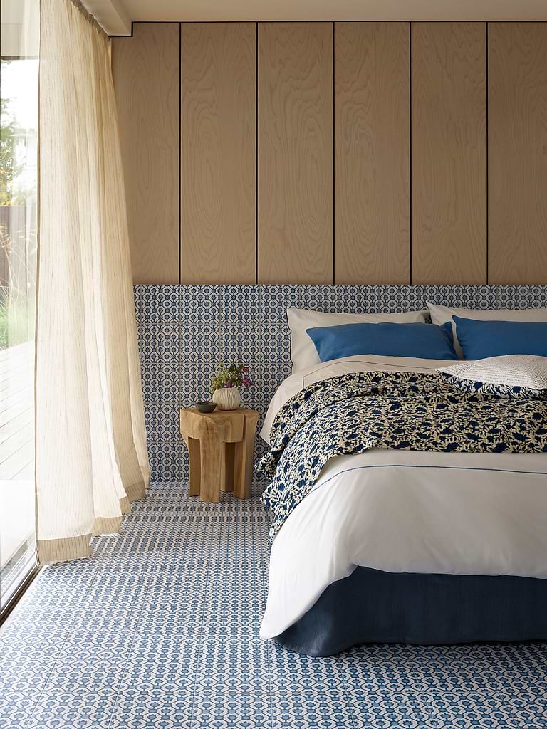 Floor: floor tiles Designers Guild Jaal Sky Cobalt stocked by Hyperion Tiles