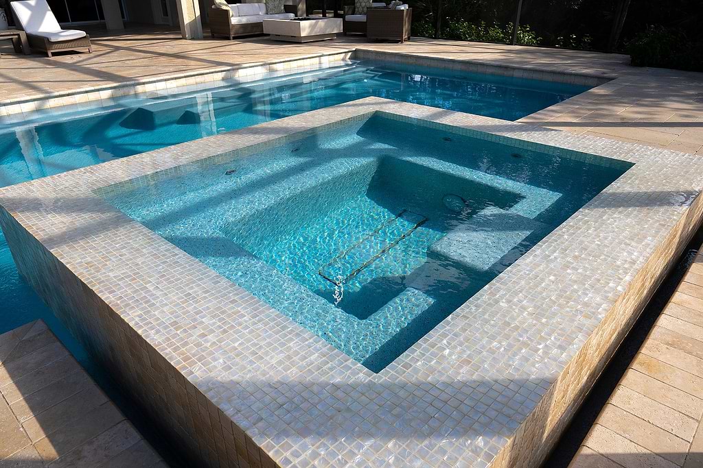 Maximising the potential of a space with a home automation system - pool features Siminetti tiles from Hyperion Tiles