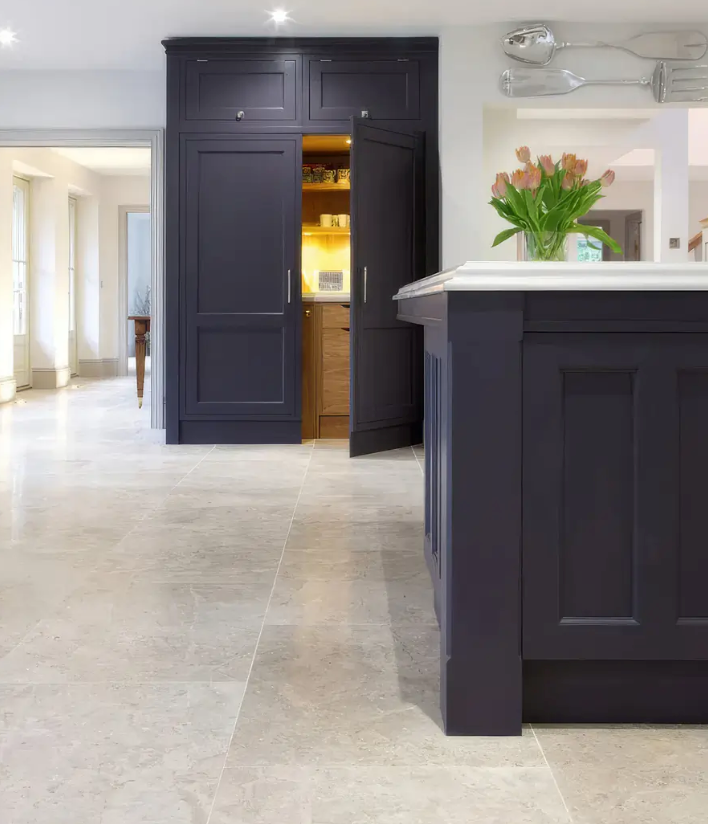 Piccadilly Limestone Honed Finish 60 x 60 tiles offer a rustic finish in kitchen and stocked by Hyperion Tiles
