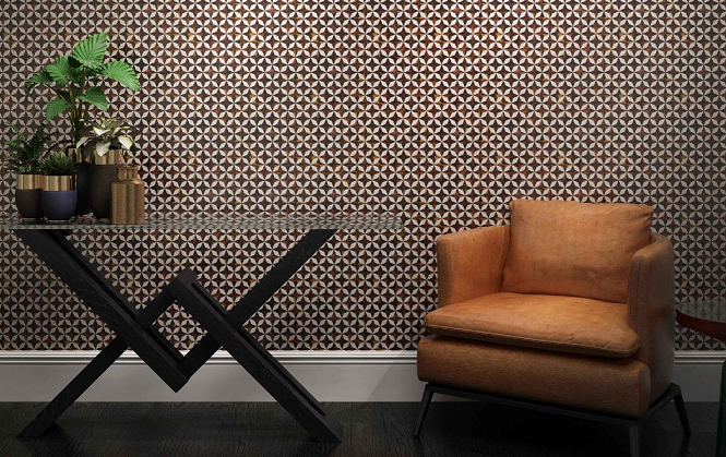 Geometric patterns. Feature wall with Siminetti Feature Panel Starlink - stocked by Hyperion Tiles
