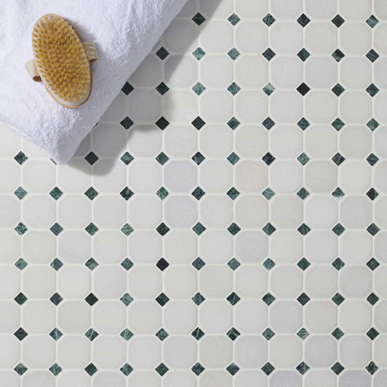 White Octagon 4.8 Venetian Mosaics