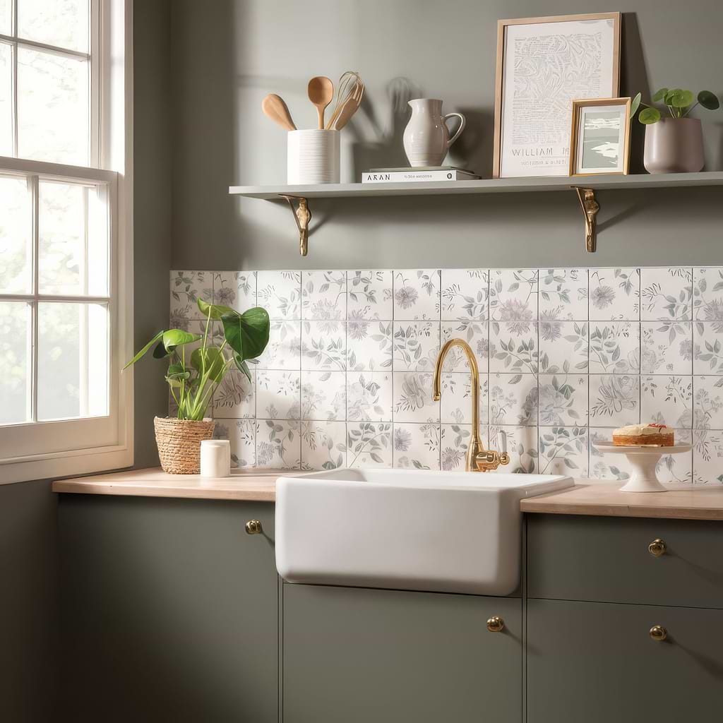 Cottage Garden Grey 18 tile panel stocked by Hyperion Tiles