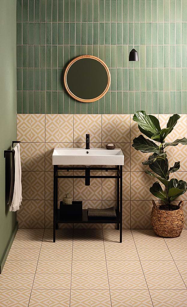 Cloakroom ideas with Original Style Penshaw Yellow on Chalk Tiles stocked by Hyperion Tiles