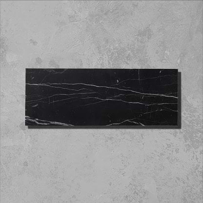 Black Herringbone Honed Marble Tile - Hyperion Tiles