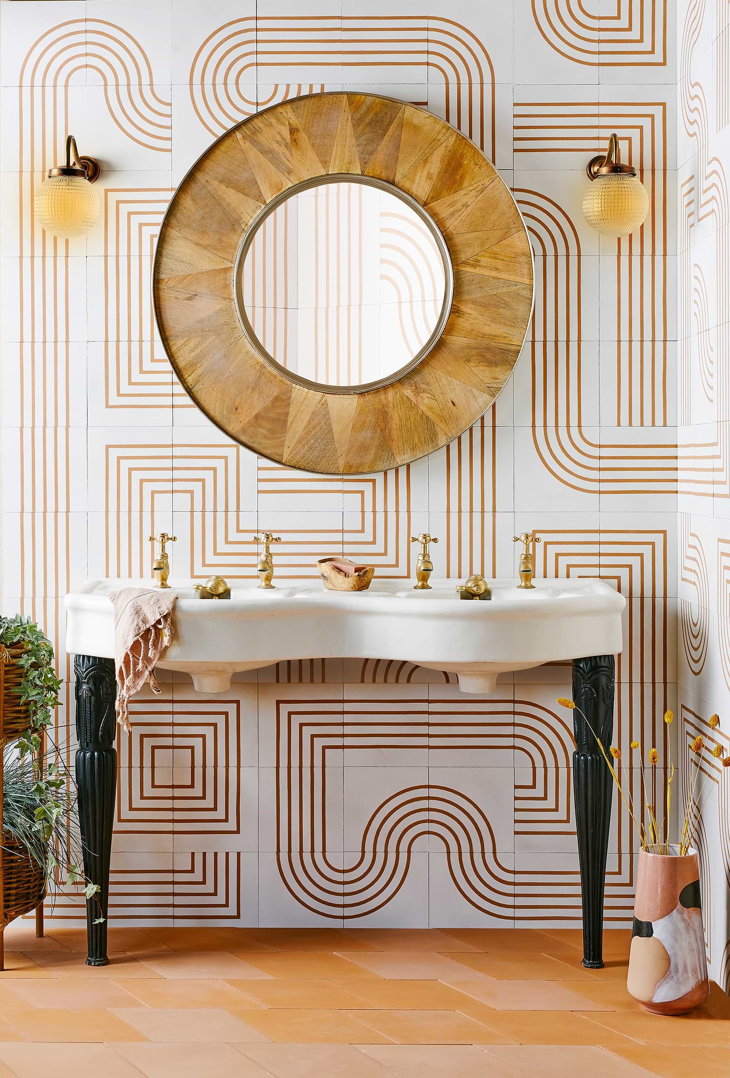 Bert & May modern bathroom Marigold Maze Three Tile collection stocked by Hyperion Tiles